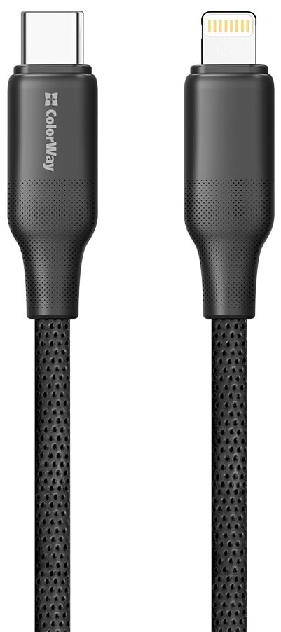 Кабель Colorway Type-C - Apple Lightning (TPE embossed) (PD Fast Charging 30W) 2м Black (CW-CBPDCL102-BK)